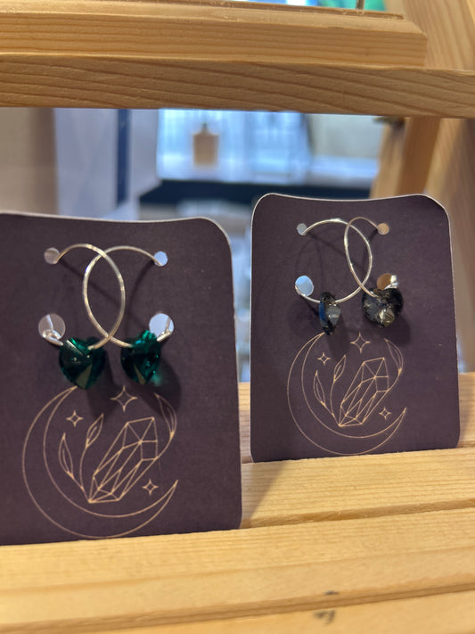 Swarovski heart hoop earrings
