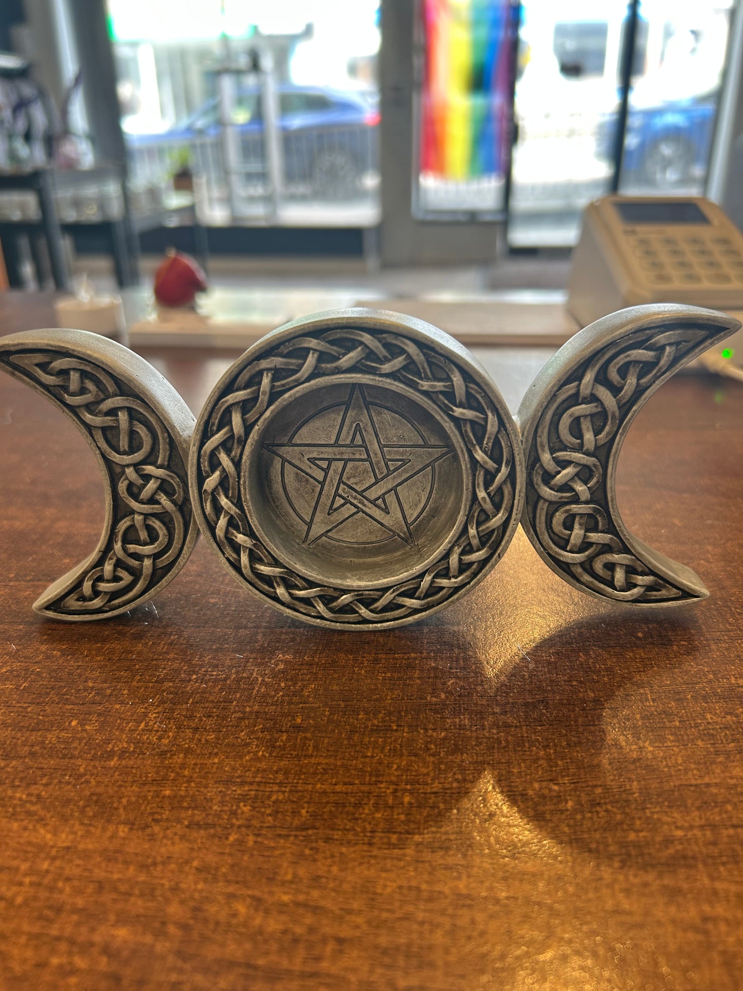 Triple moon tea light holder