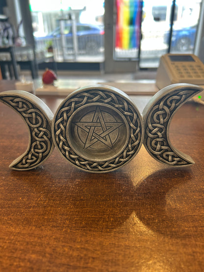 Triple moon tea light holder