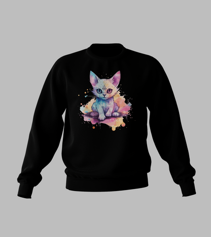 White Pastal Cat Sweater