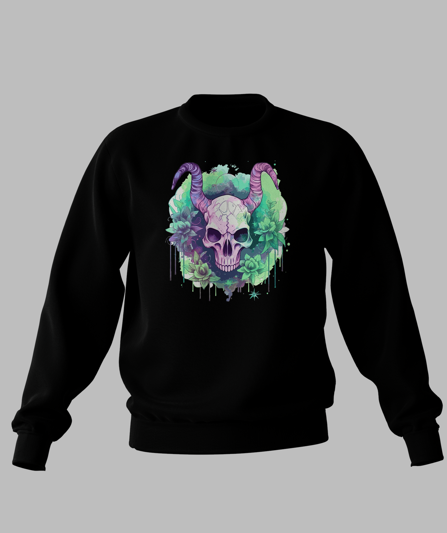 Pastal Skull With Horns Sweater