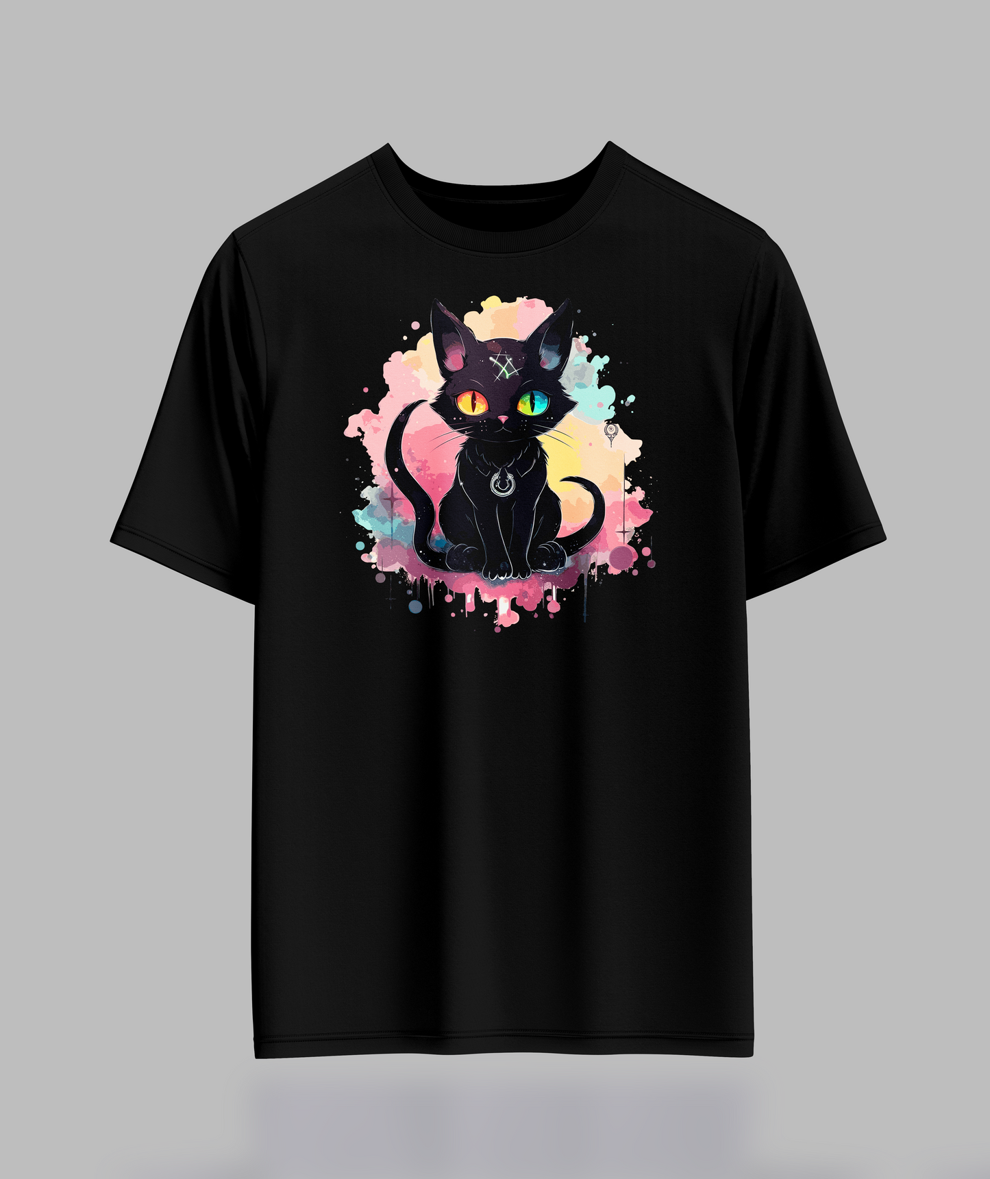 Black 2 Tail Pastal Cat T-Shirt