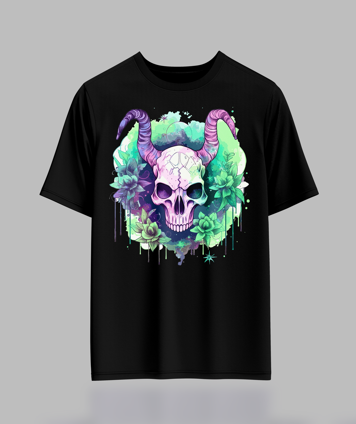 Pastal Skull With Horns T-Shirt