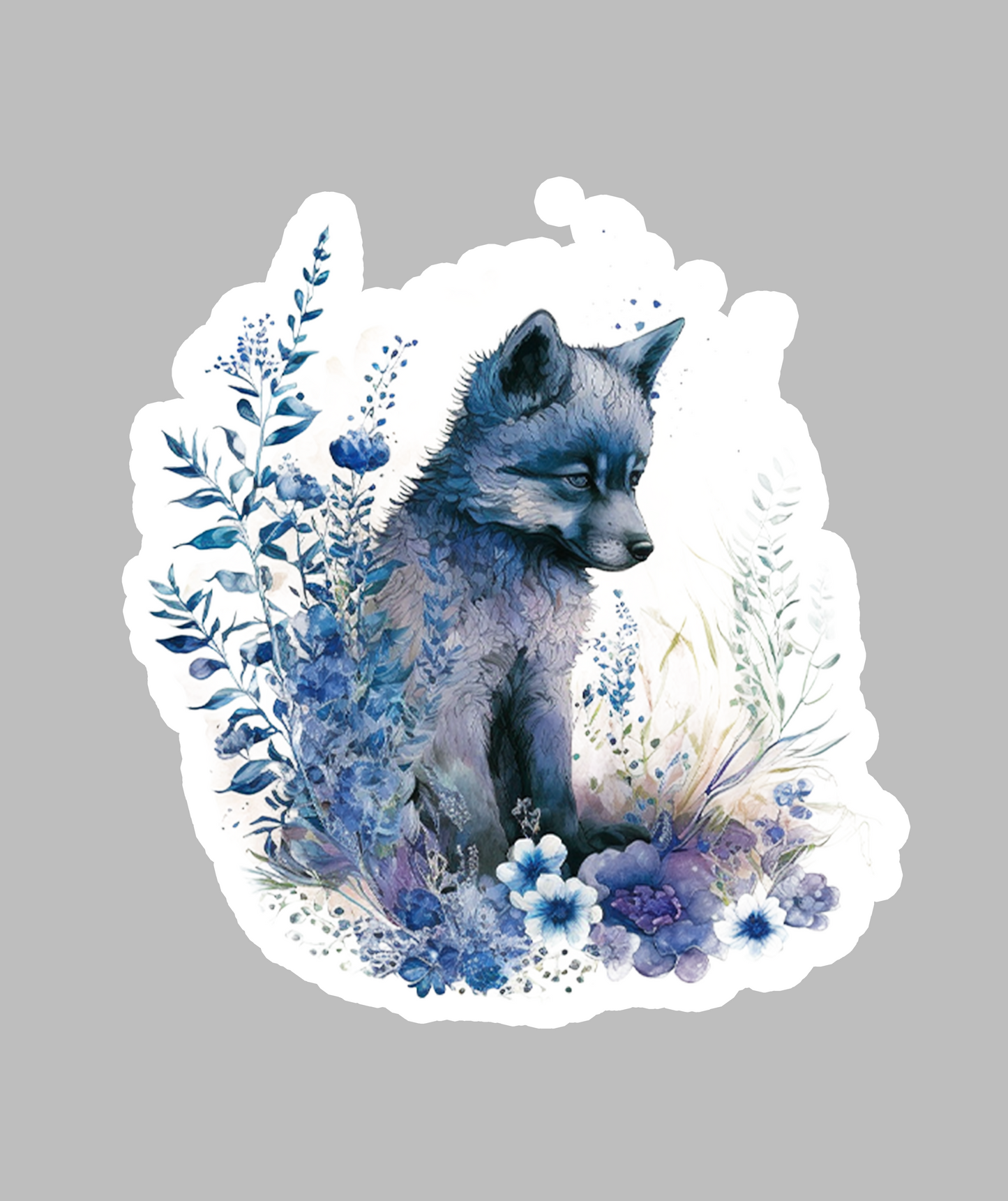 Blue Fox Cub Sticker