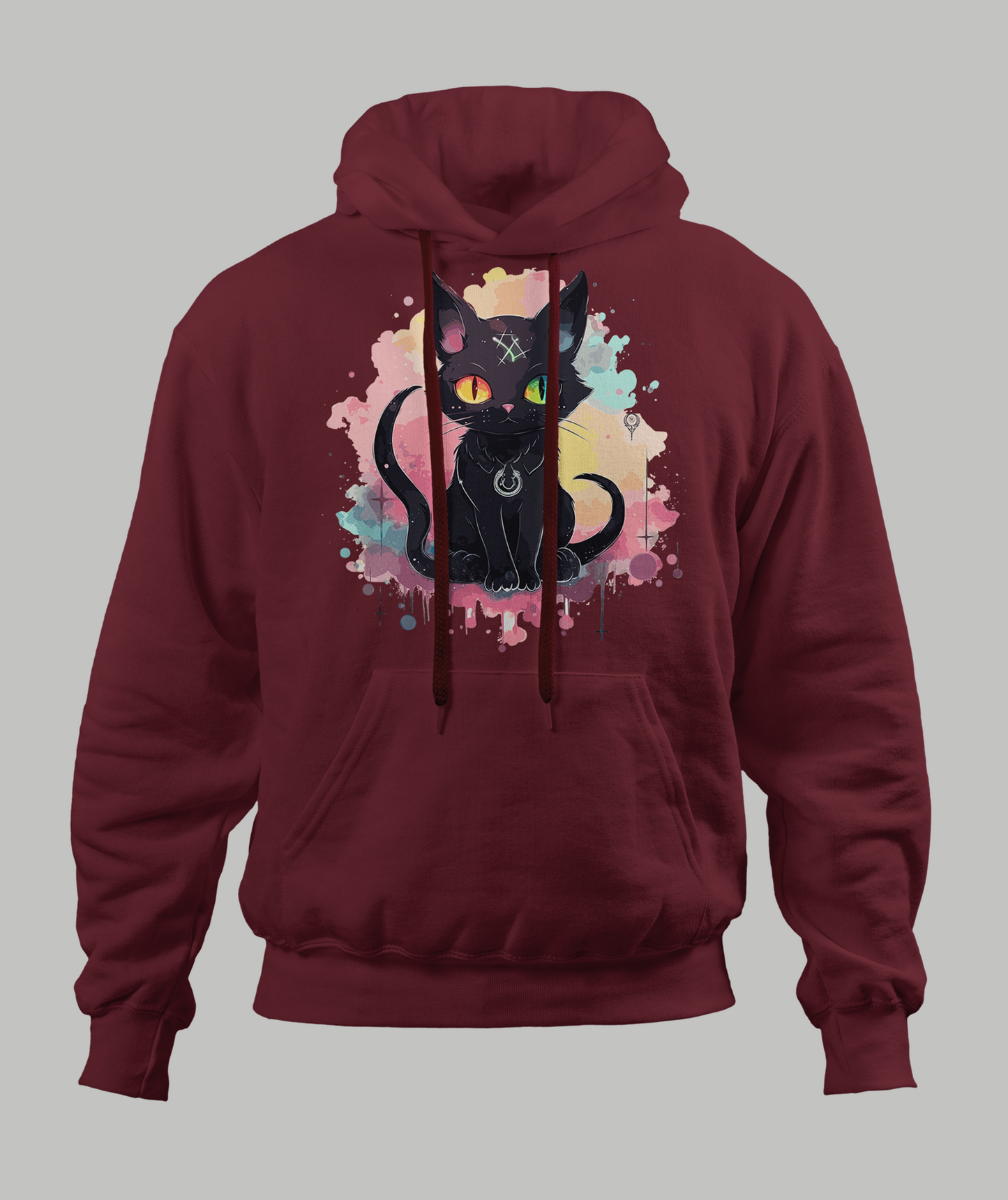 Black 2 Tail Pastal Cat Hoodie