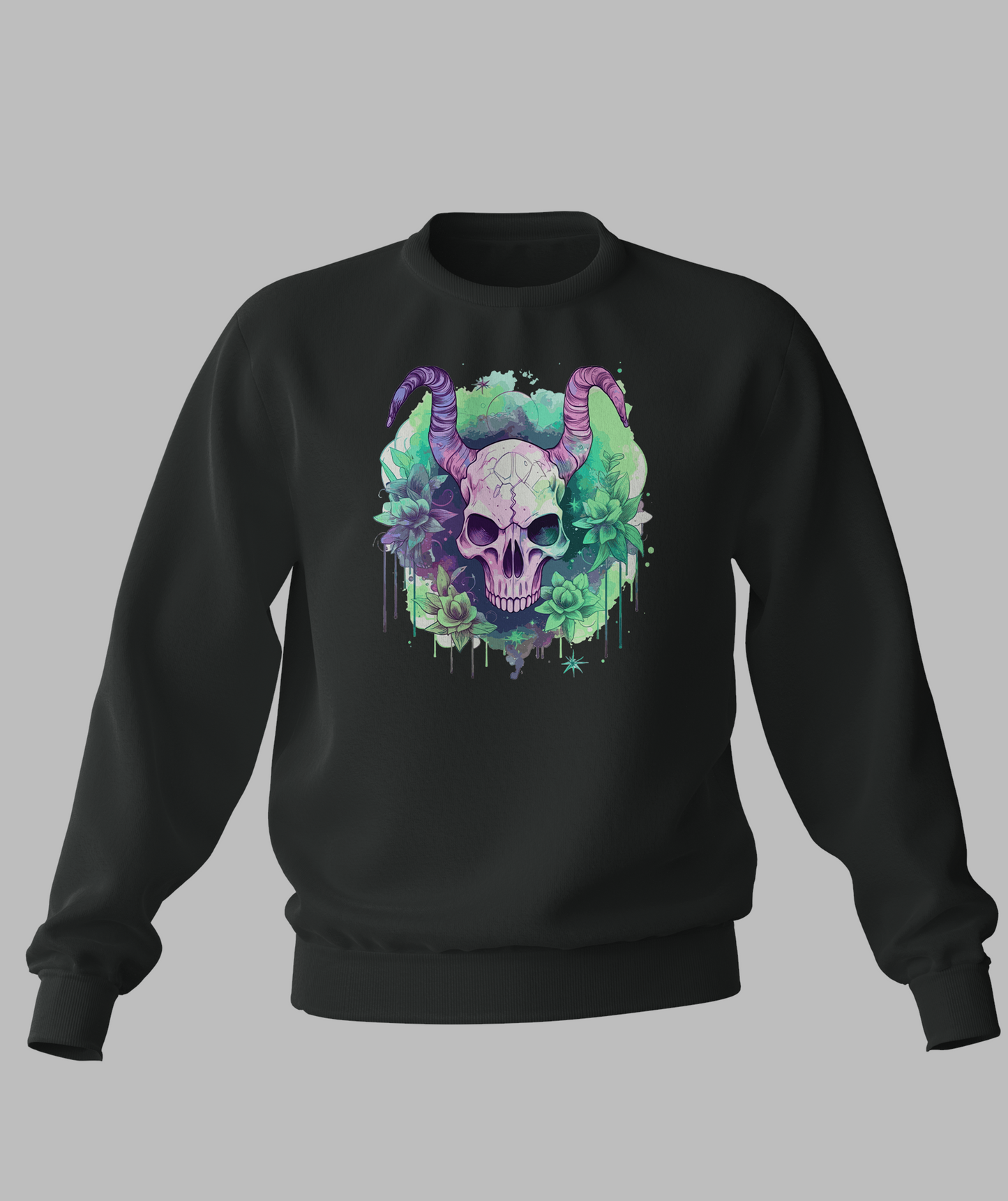 Pastal Skull With Horns Sweater