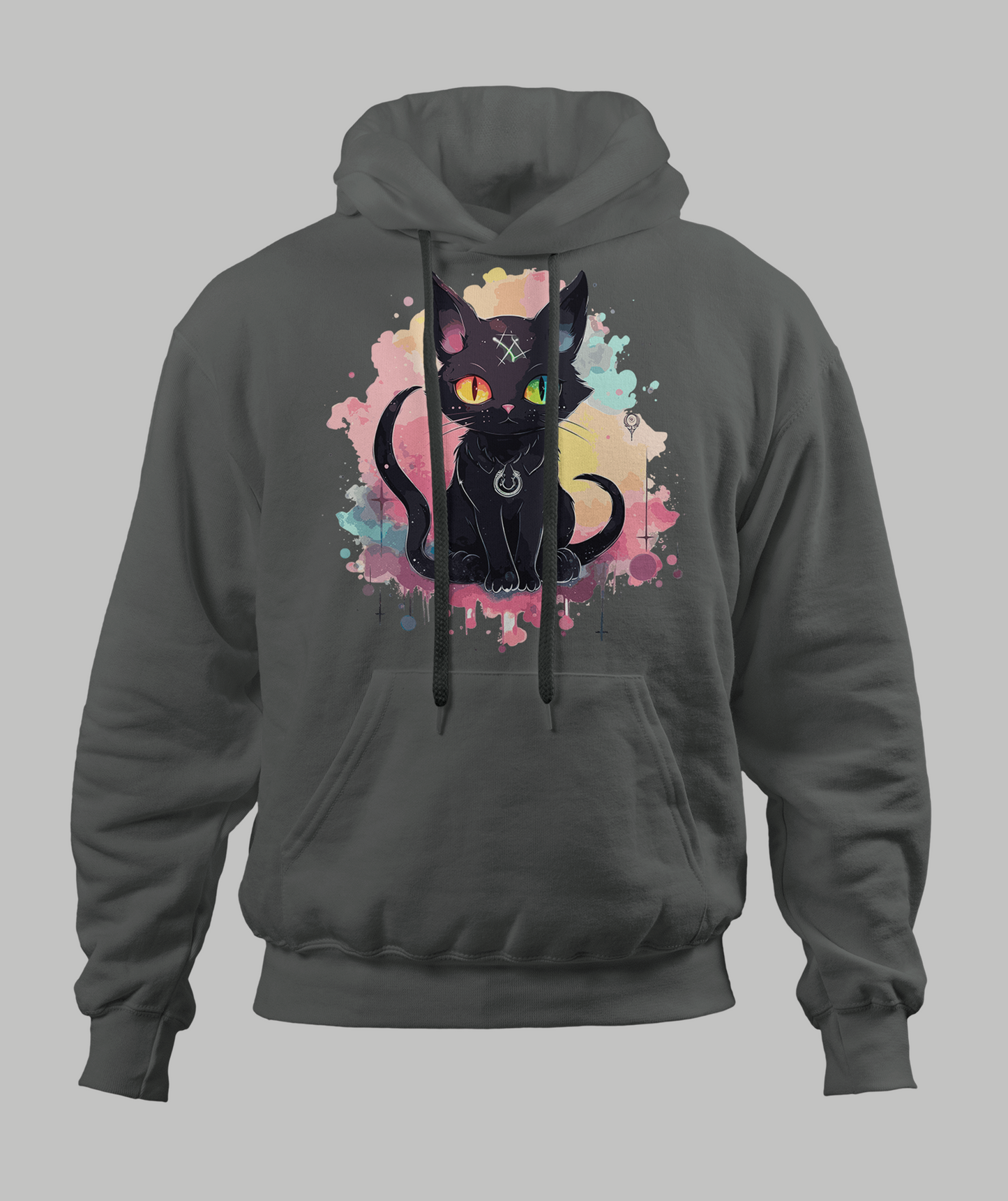 Black 2 Tail Pastal Cat Hoodie