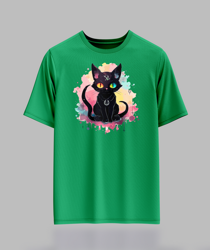 Black 2 Tail Pastal Cat T-Shirt