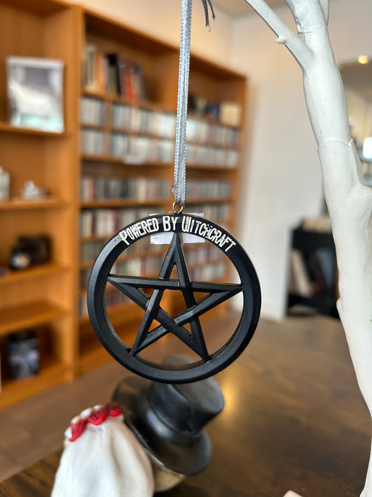 Powered by witchcraft hanging ornament
