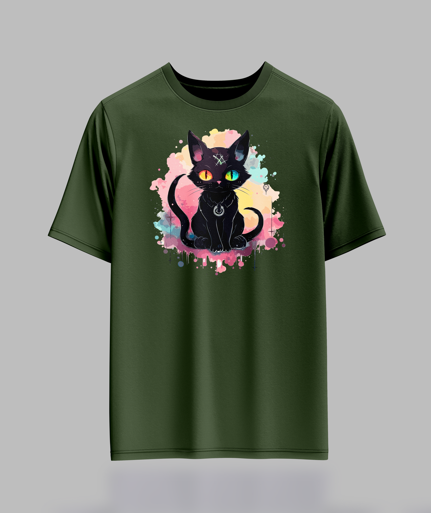 Black 2 Tail Pastal Cat T-Shirt