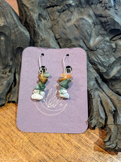 Moss Agate Chip Drop Earrings