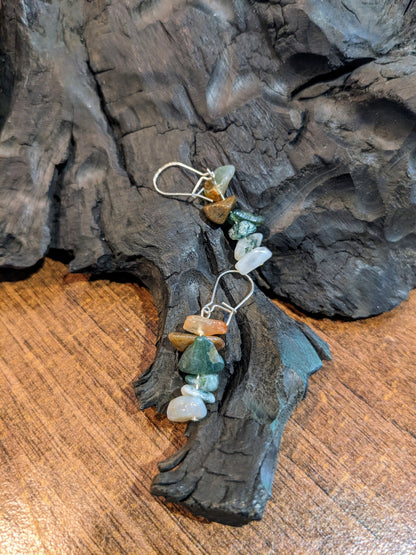 Moss Agate Chip Drop Earrings