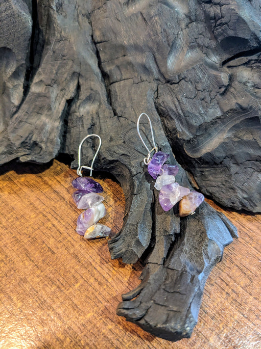 Amethyst Chip Drop Earrings