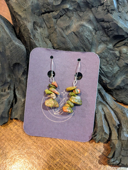 Unakite Chip Drop Earrings