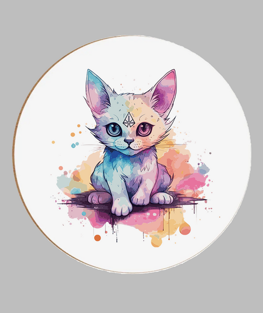 White Pastal Cat Coaster