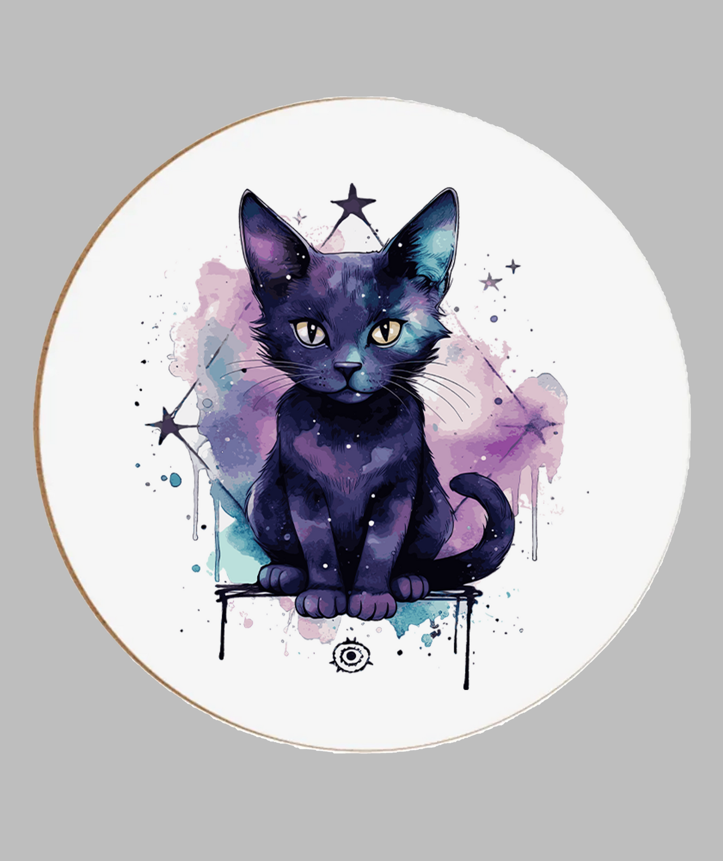 Black Pastal Cat Coaster