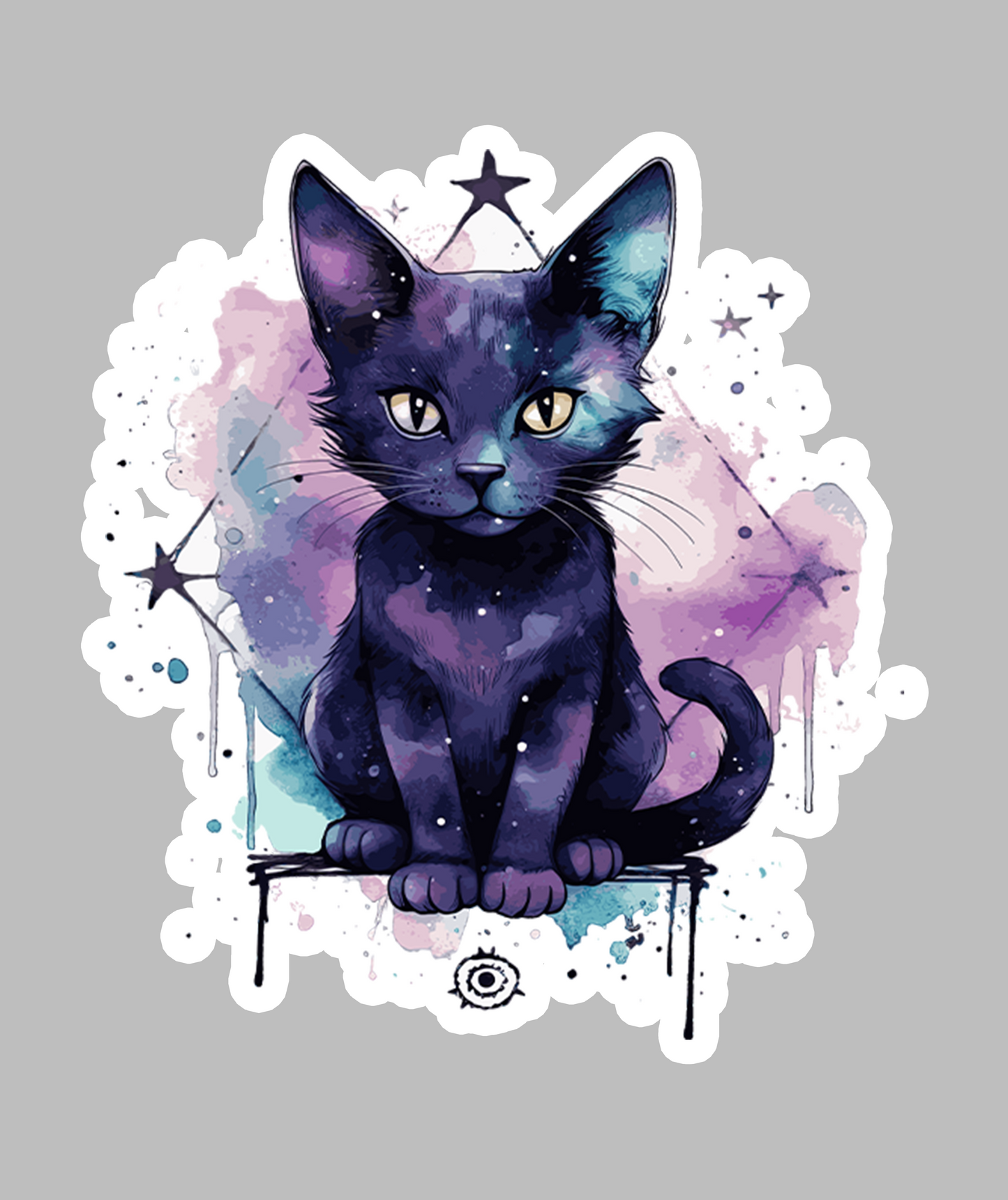 Black Pastal Cat Sticker