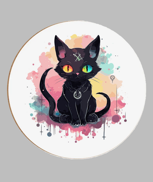 Black 2 Tail Pastal Cat Coaster