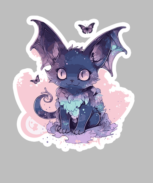 Pastal Bat Cat Sticker