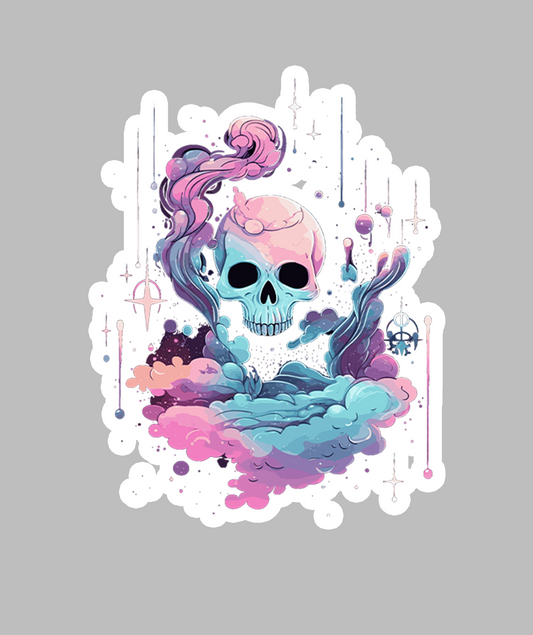 Pastal Wispy Skull Sticker