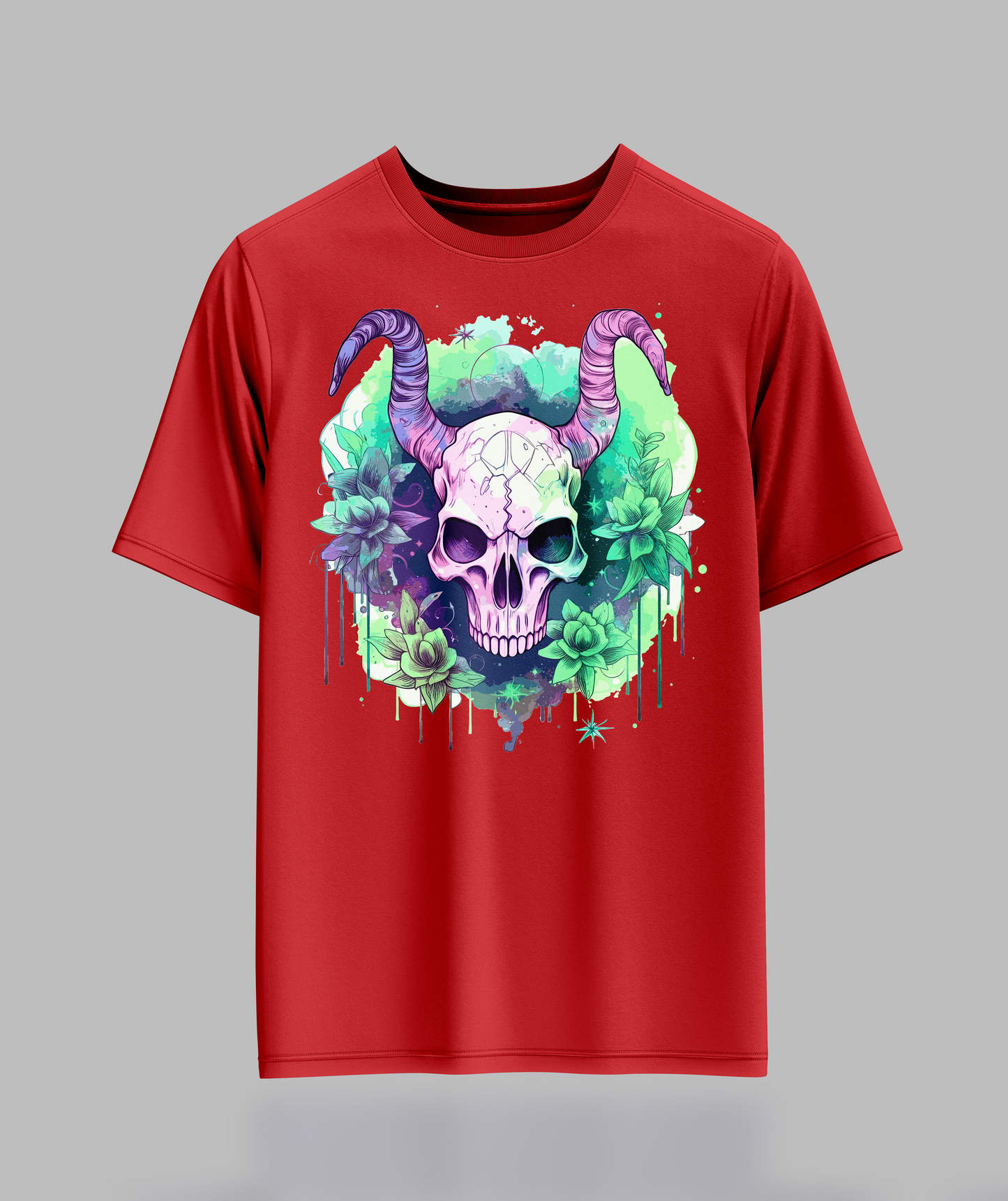 Pastal Skull With Horns T-Shirt