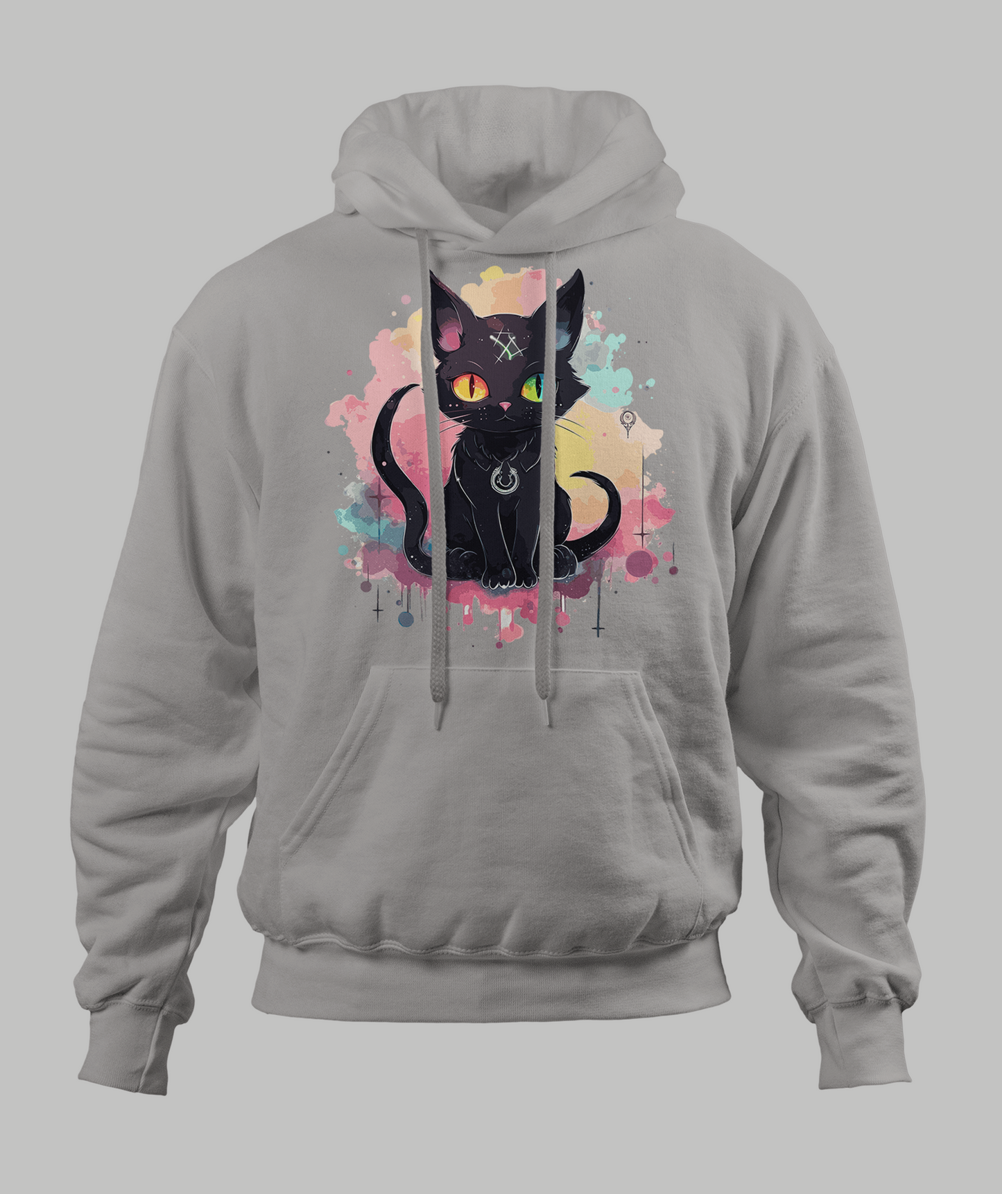 Black 2 Tail Pastal Cat Hoodie