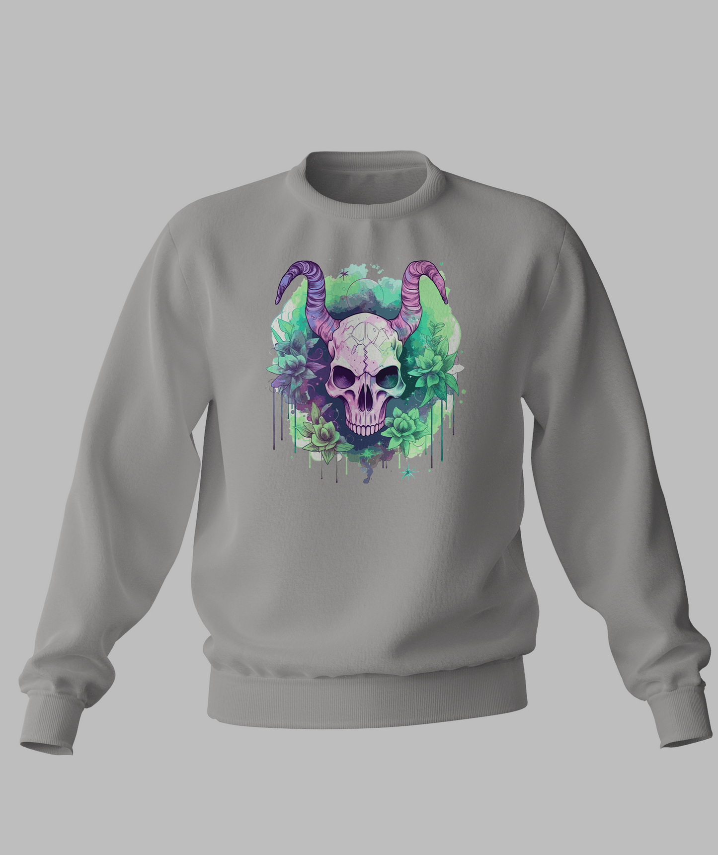 Pastal Skull With Horns Sweater