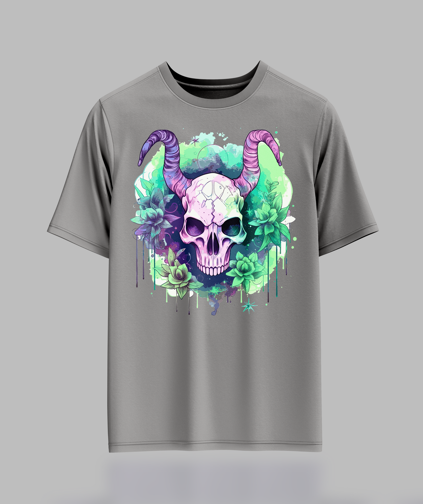 Pastal Skull With Horns T-Shirt