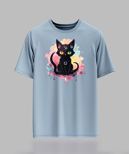 Black 2 Tail Pastal Cat T-Shirt