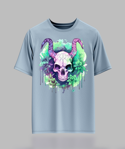 Pastal Skull With Horns T-Shirt