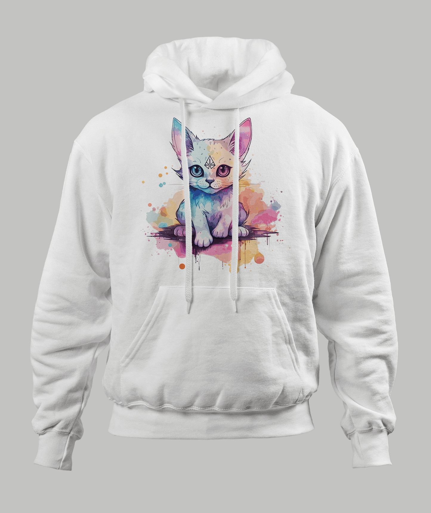 White Pastal Cat Hoodie