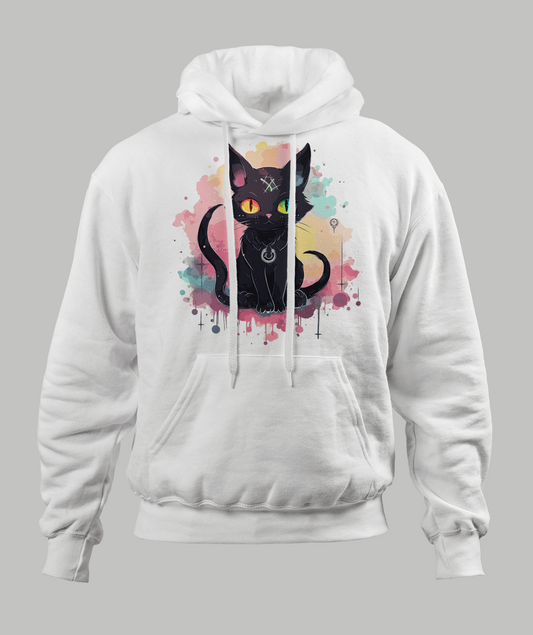 Black 2 Tail Pastal Cat Hoodie