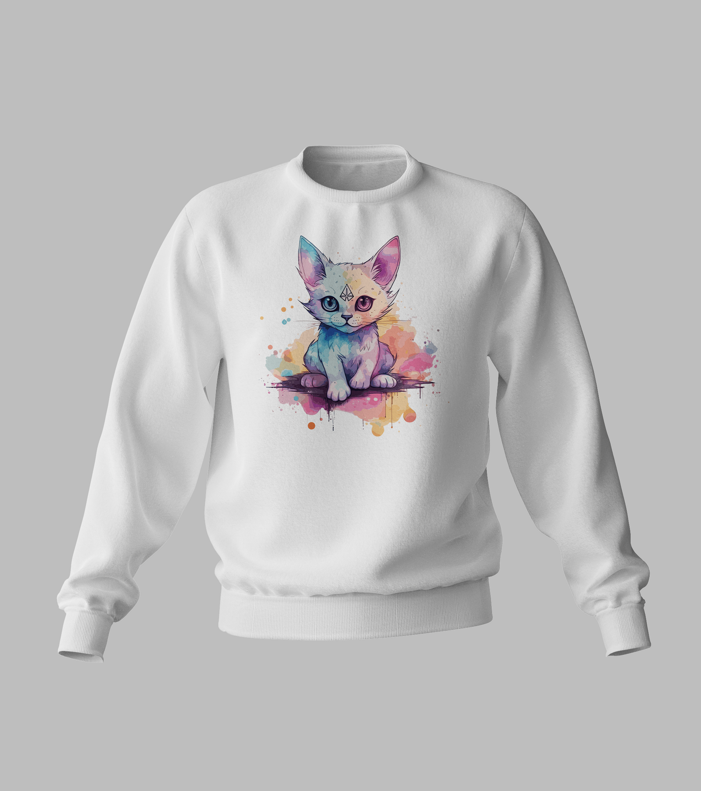 White Pastal Cat Sweater