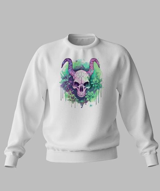 Pastal Skull With Horns Sweater