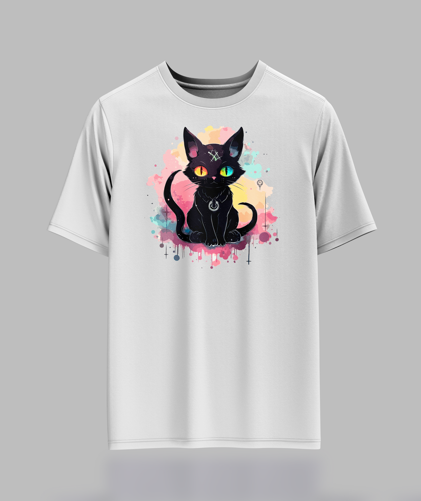 Black 2 Tail Pastal Cat T-Shirt