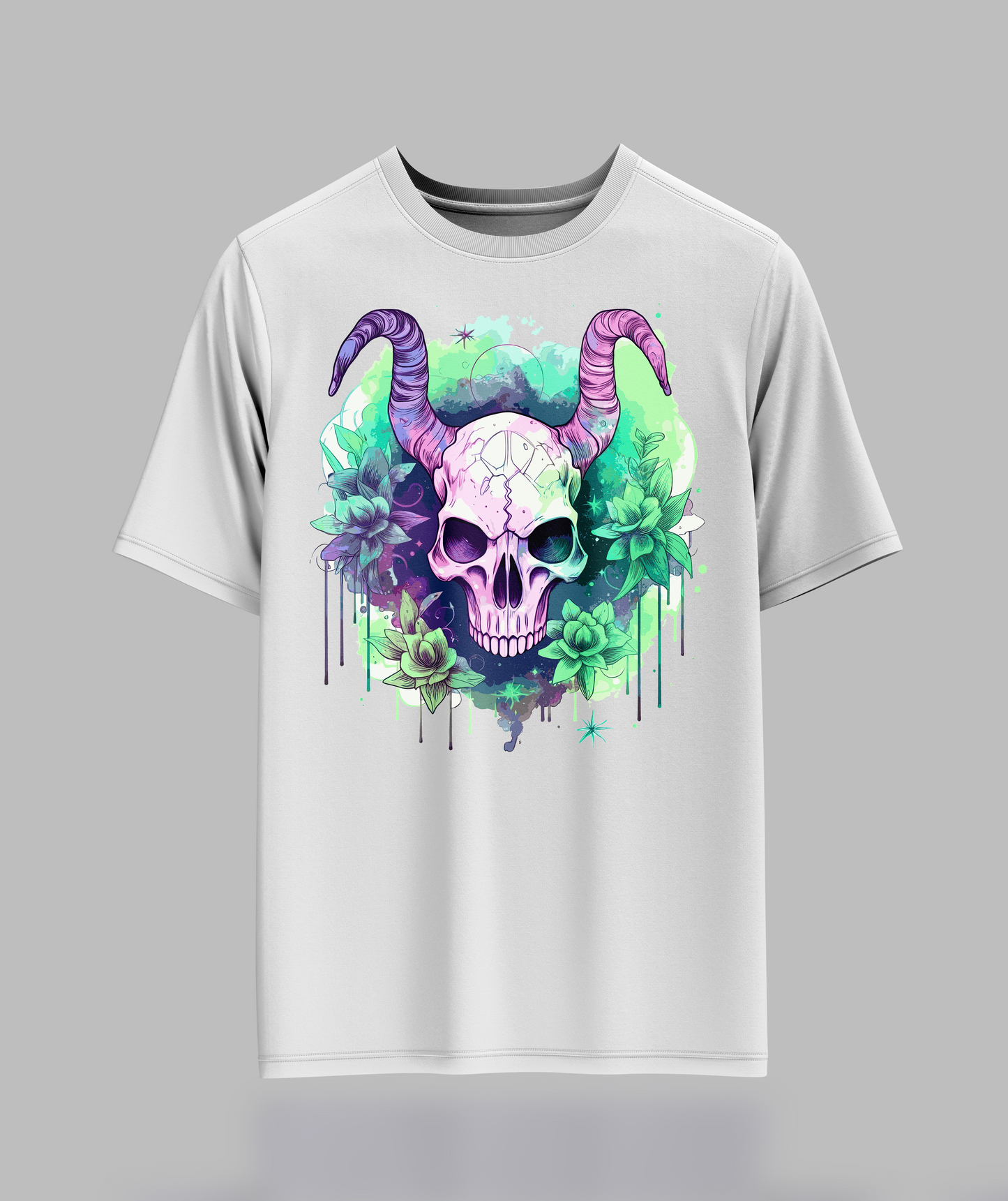 Pastal Skull With Horns T-Shirt